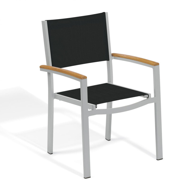 Travira Stacking Patio Arm Chair, Black, Flint, Tekwood vintage