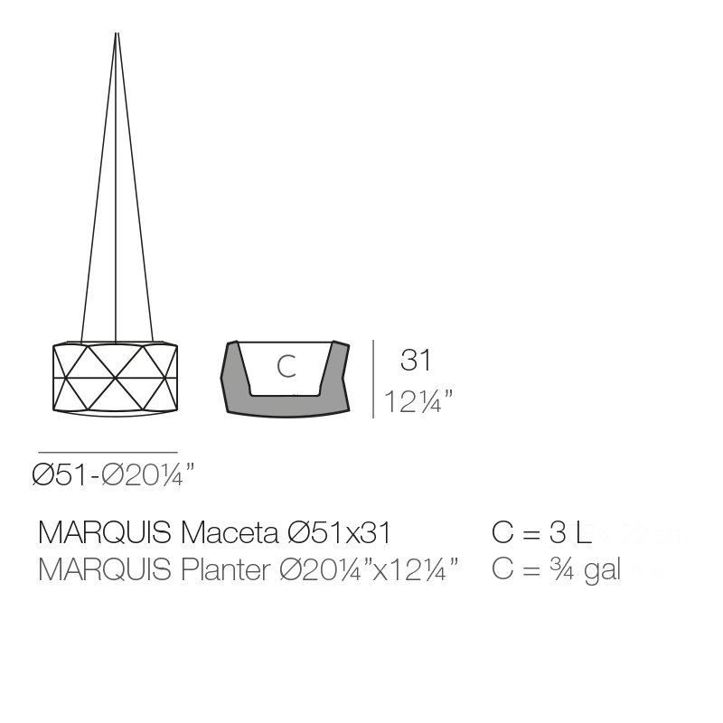 Marquis Resin Hanging Planter, Bronze
