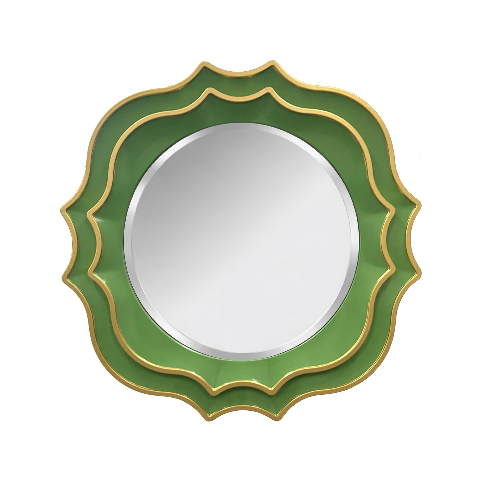 Ethan Round Scalloped Mirror Green, Green