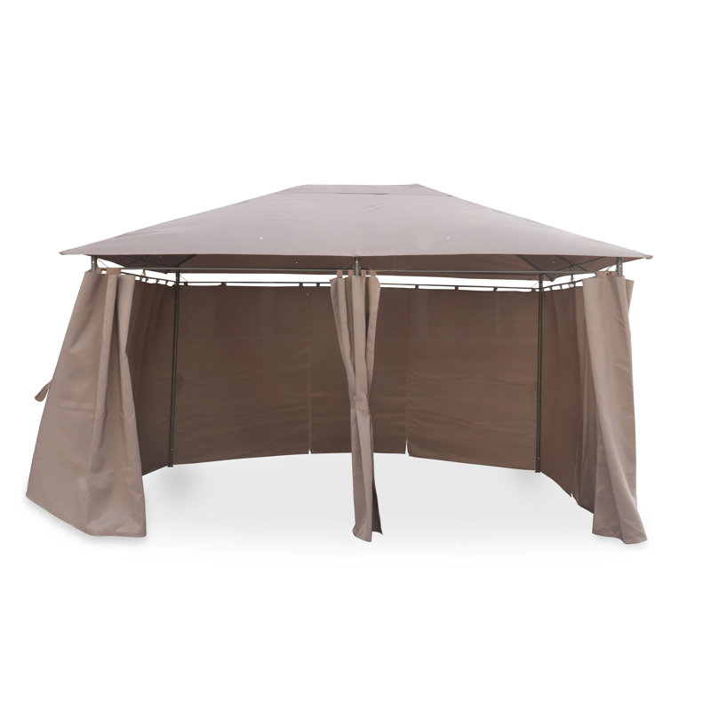 Phirun 3.9m x 2.9m Steel Patio Gazebo, Beige Brown