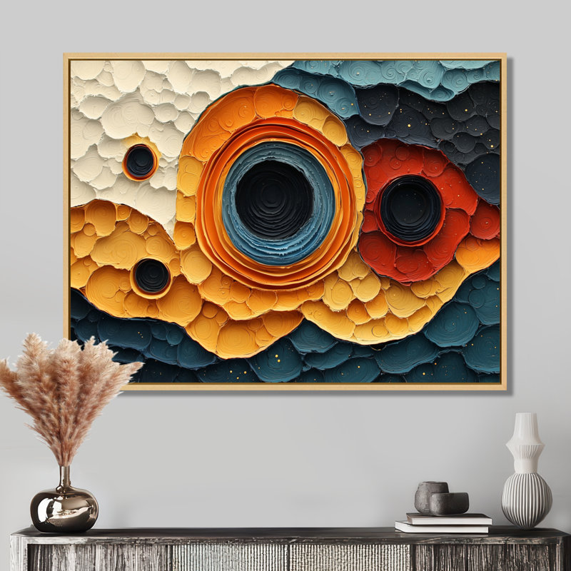 Mauldin - Abstract Large Wall Art, H 12 po x l 20 po, Cadre flottant, Crème, crème