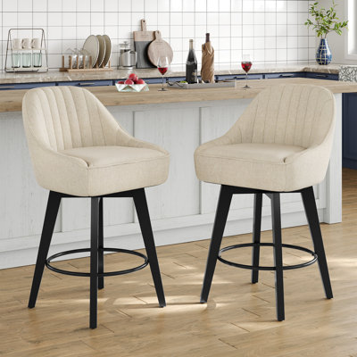 Swivel Upholstered Counter Stool with Metal Frame