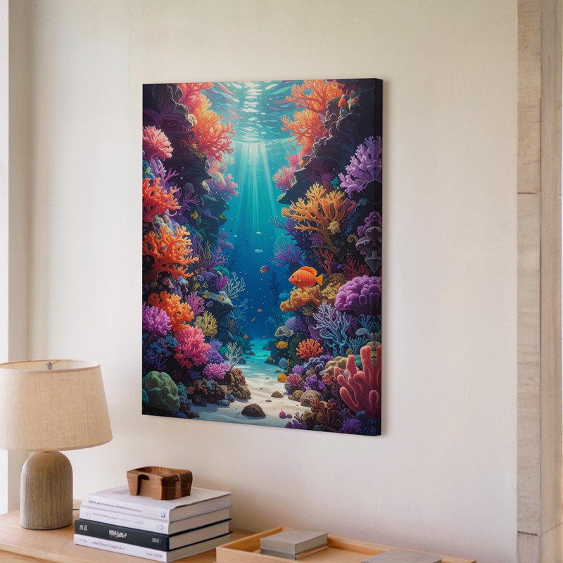 Art mural sur toile forêt sous-marine, H 12 po x l 9 po