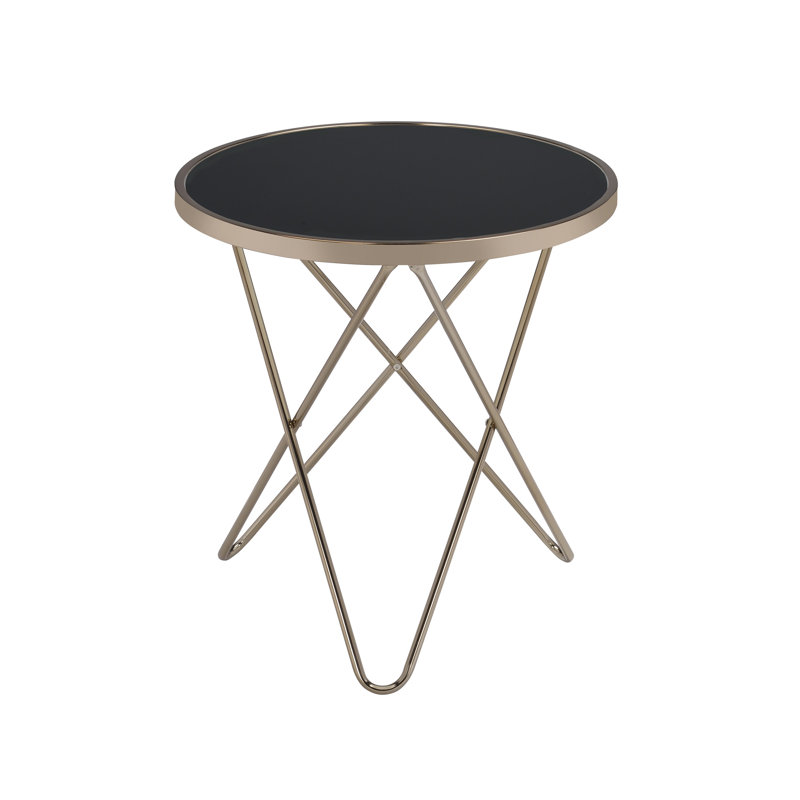 Glass Top Round Table, Black
