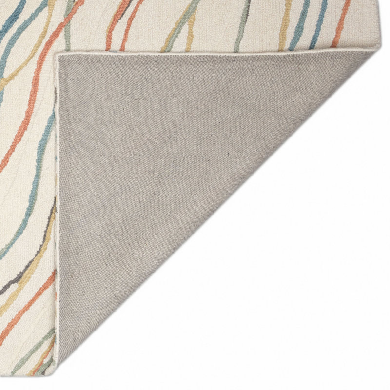 Tapis abstrait en coton / laine touffeté à la main Abstract, Tapis de couloir 2 pi x 7 pi 6 po