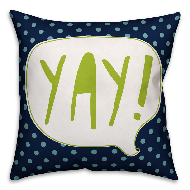 Yay! Yay! Throw Pillow, Blue