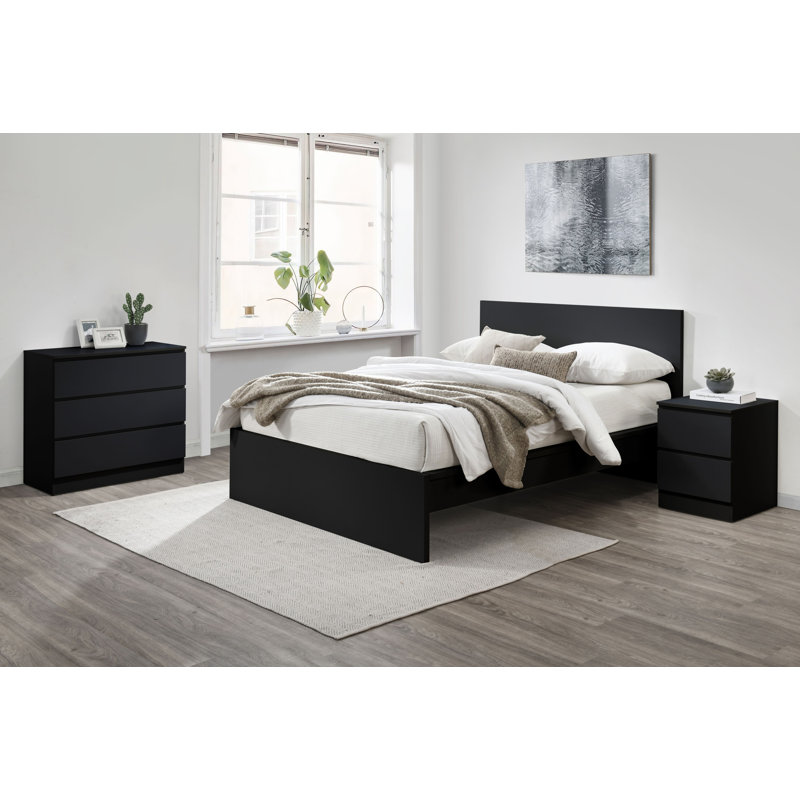 Marqita Kingsize (5') Panel Bed, Double (4'6), Black