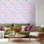 Papier peint adhésif tropical avec papier de couleur pastel, rose pastel, bleu, mauve, bleu, moelleux, plage de nuages