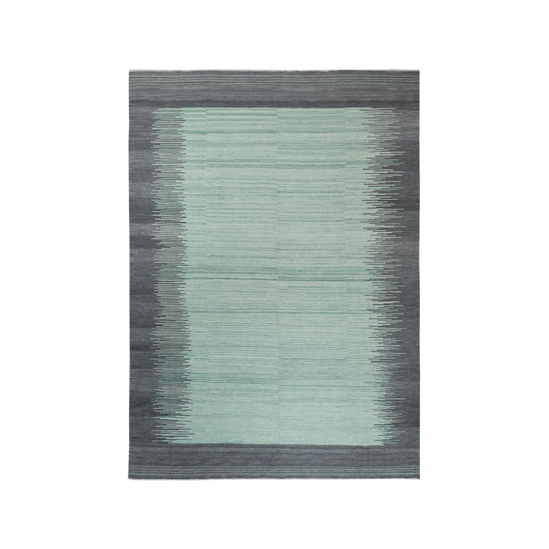 Tapis réversible en laine tissé à la main vert clair 10 pi x 14 pi 1 po 7BB3147C0AAE4F9A877ECB35B8783A56