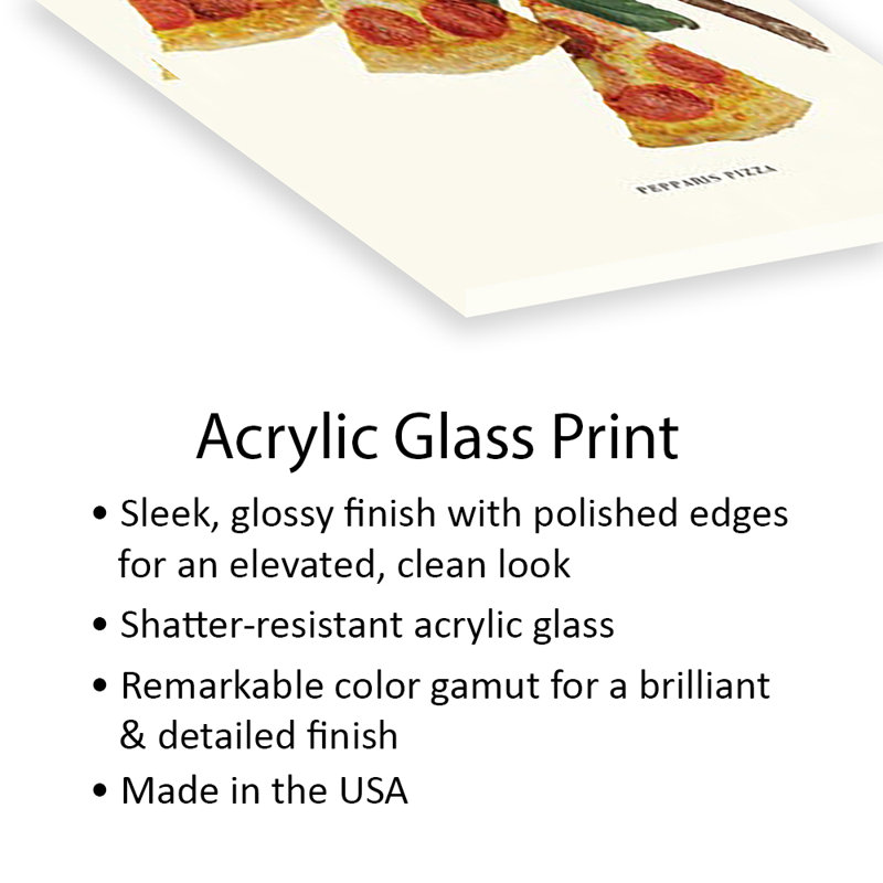 Motif de pizza sur verre acrylique, H 24 po x l 16 po x P 0,25 po