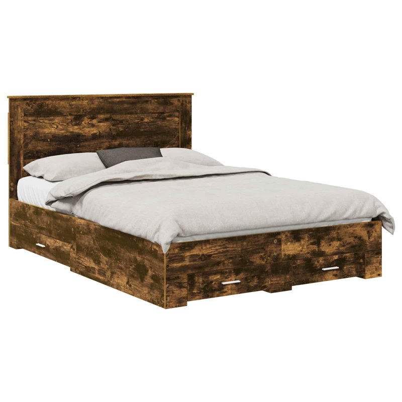 Bed Frame, 140 x 200cm, Smoked Oak