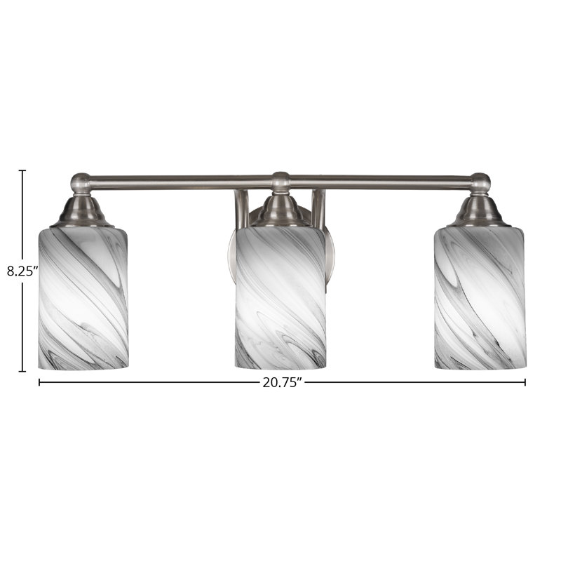 Michell 3-Light Bath Bar, Brushed Nickel, Onyx Swirl
