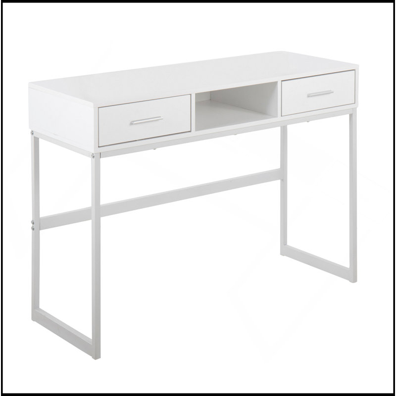 Console Franklin en métal blanc et bois blanc par Lumisource, Blanc
