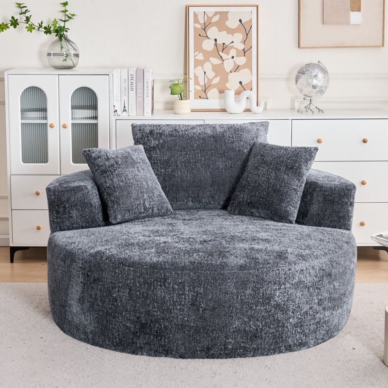 Canapé une place en mousse chenille - 138 x 138 x 84 cm - Mousse et ressorts - 1 pièce - Fauteuil d'appoint - Noir - Canapé une place modulable sans outil