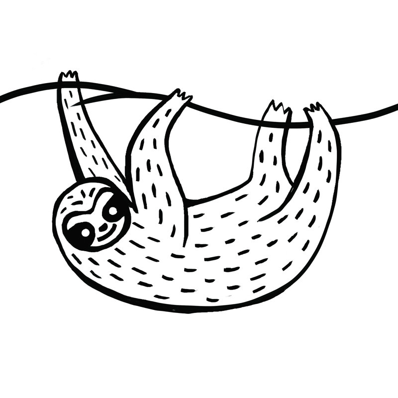 «Scandi Sloth Doodle», reproduction sur toile tendue, H 12 po x l 16 po