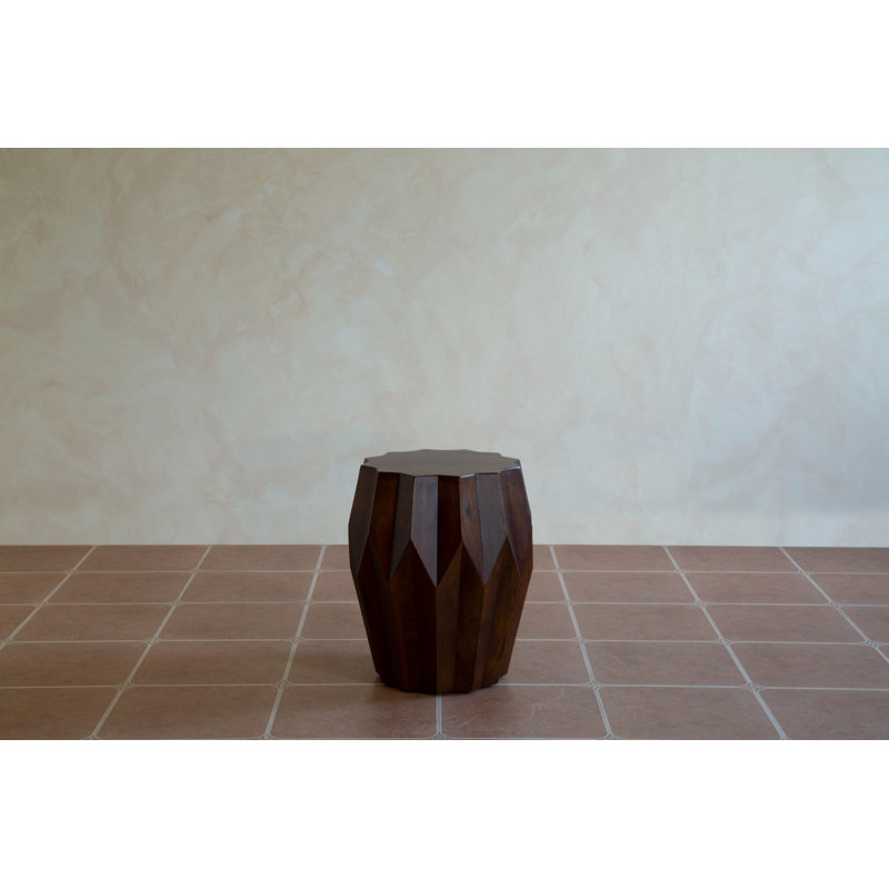 Azevedo Solid Wood Drum End Table, Deep Brown