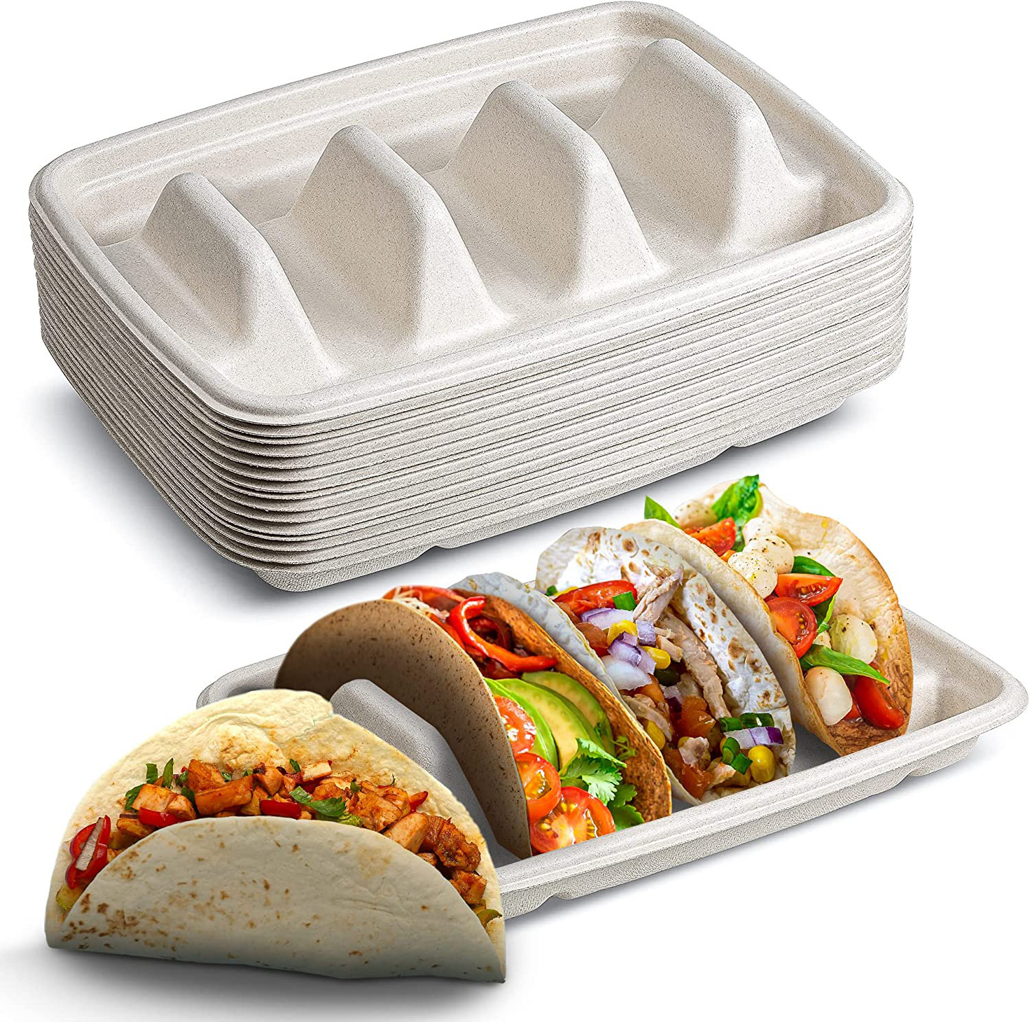 Disposable Fiber Lunch & Cafeteria Tray - 5 Compartment
