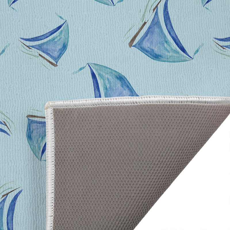 Summer Sailboats Outdoor Doormat, 34'' W x 21'' L, Cloud Blue