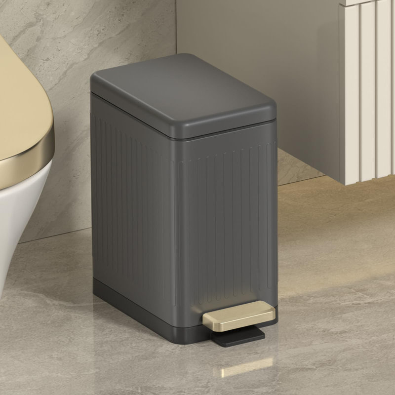 Poubelle de salle de bain avec couvercle, Gris