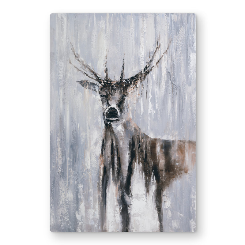 Winter Abstract Deer - Bathroom Metal Print for Home Decor