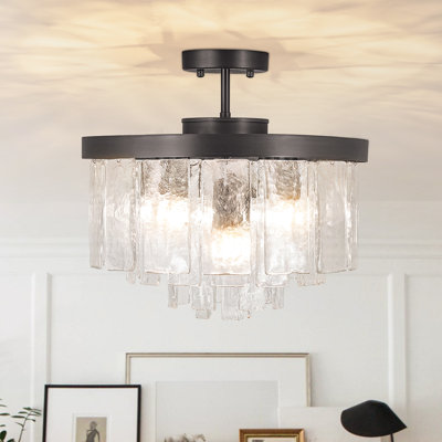 Livingon Tiered Drum Water Glass Ceiling Light