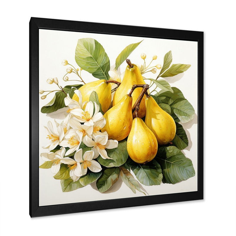 Vibrant Pears, reproduction d'art sur toile, Cadre simple noir, H 16 po x l 16 po x P 1 po
