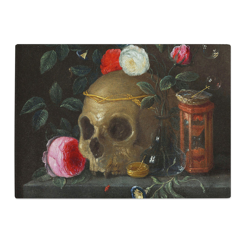 Skull and Roses by Jan Van Kessel Chopping Board, 0.4cm H x 28.5cm W x 39cm L
