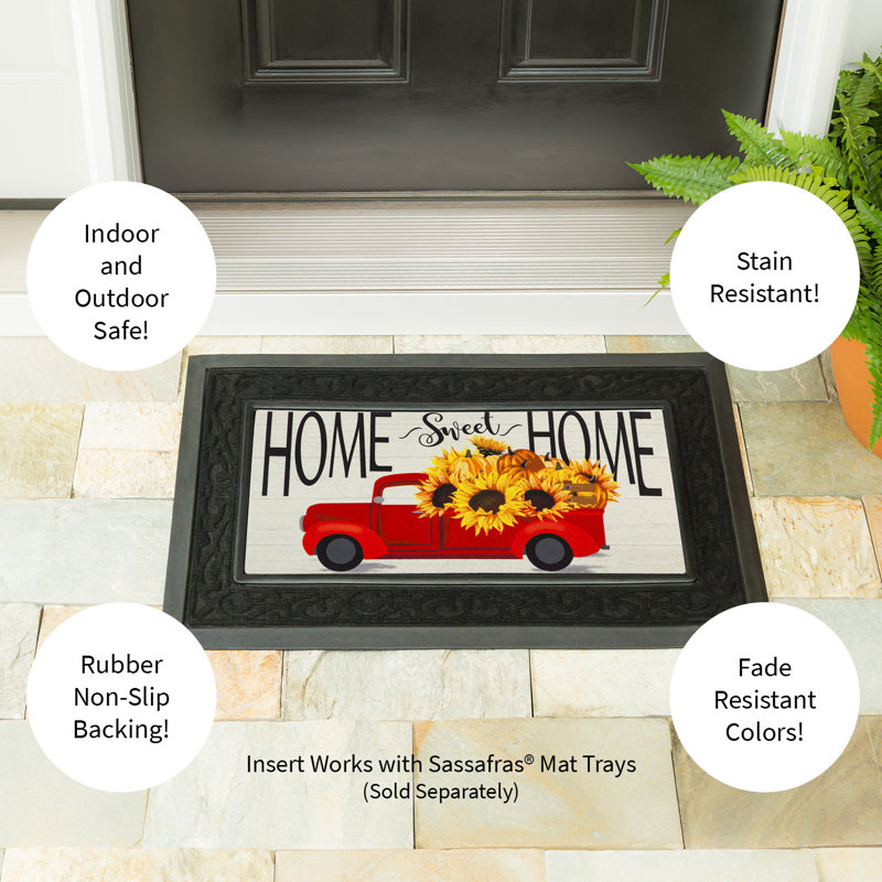 Sassafras All Seasons Outdoor Mat Set with 1 Frame and 4 Themed Insert Mats