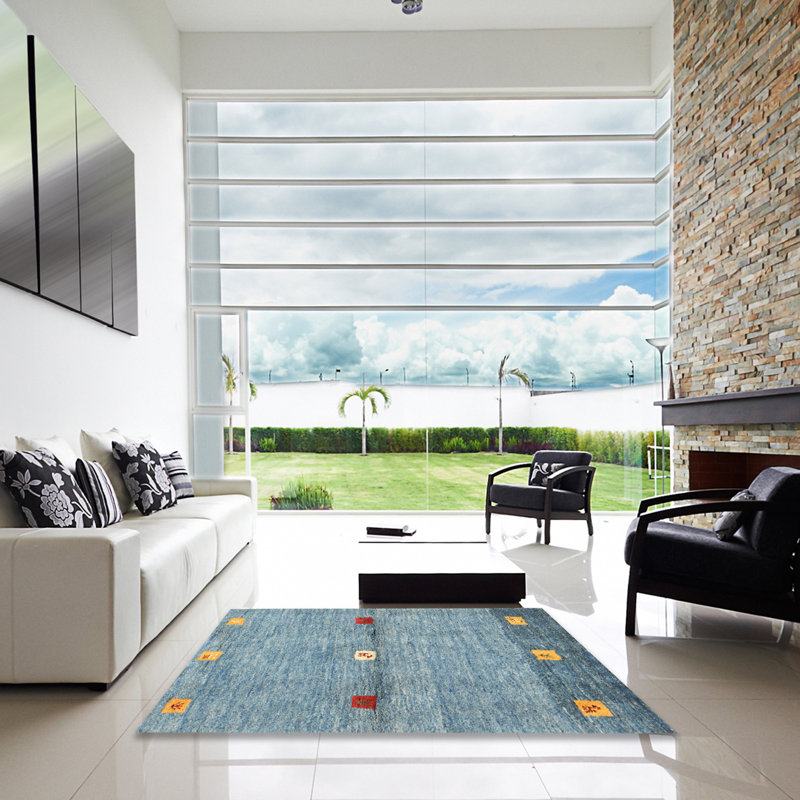 Tapis de surface bleu marine contemporaine Inge, Carré 6 pi