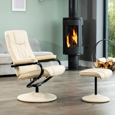 Oundle Swivel Based Based Recliner and Footstool - Cream