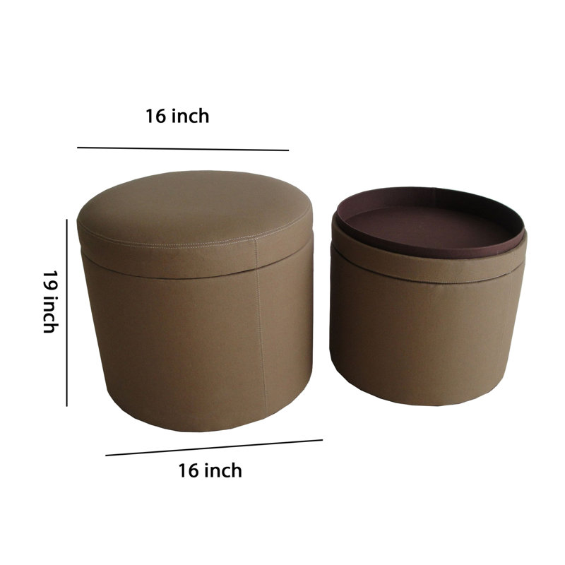 Ensemble de repose-pieds de rangement en tissu d’ameublement rond 2 pièces classic Prasad
