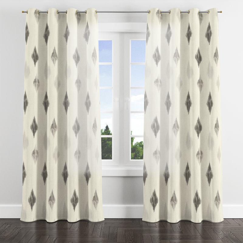 French Country Curtain panels - Transitional Balentin Grommet Curtain - 1 Panel, Gold Grommets, 52" W x 84" L