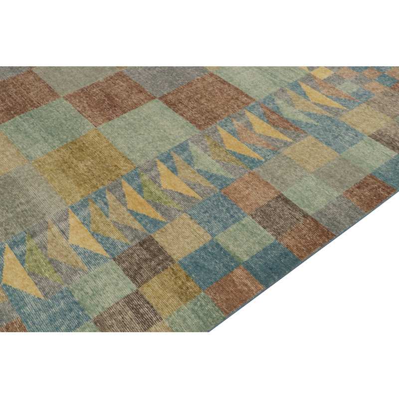 Distressed Homage Wool Geometric Area Rug, Rectangle 10' x 14'