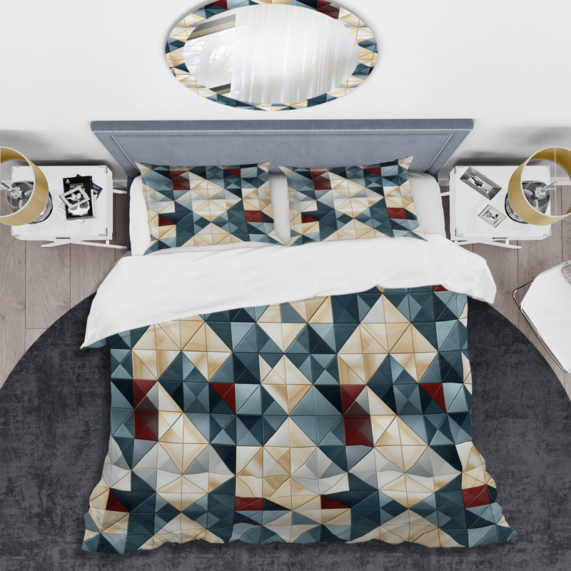 Ensemble de housse de couette en microfibre bleu / blanc / brun Ekamjhot, Housse de couette simple + 1 taie décorative stan
