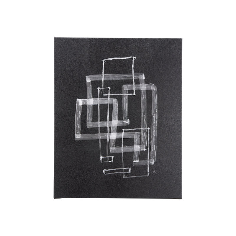 Toile texturée brodée à la main Lines III a, H 25 po x l 20 po x P 1,5 po