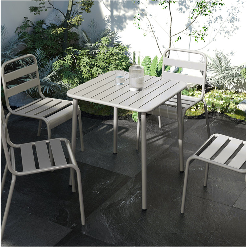 Table de salle à manger d'extérieur Sera, Blanc rétro