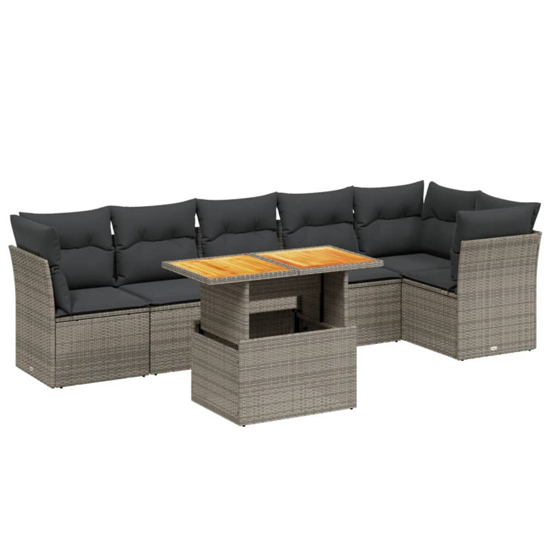 Ensemble de canapé de jardin Vidaxl Gris, coussins gris foncé