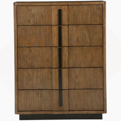 Commode 5 tiroirs brun cendré