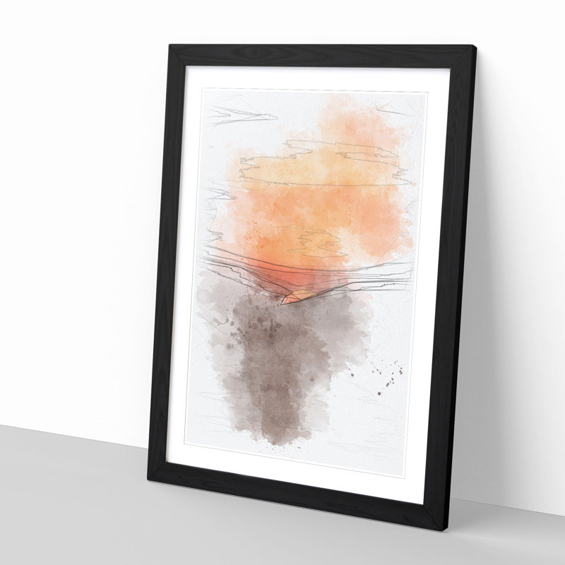 Orange Sunset Abstract Framed Print, 63cm H x 45cm W x 2cm D, Black Framed