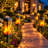 Solar Flickering Flame Pathway Lights with Decorative Cutout Pattern, Outdoor Garden & Patio Accent Lighting