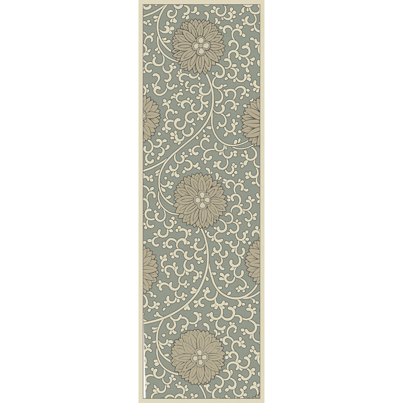 Hawarden Vinyl Floral Indoor Rug, Runner 2'6" x 8'