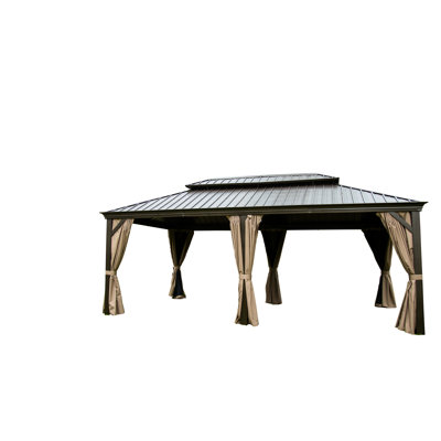 14x20ft Gazebo With Aluminum Frame And Fatigue Galvanized Steel Roof Outdoor Double For Deck