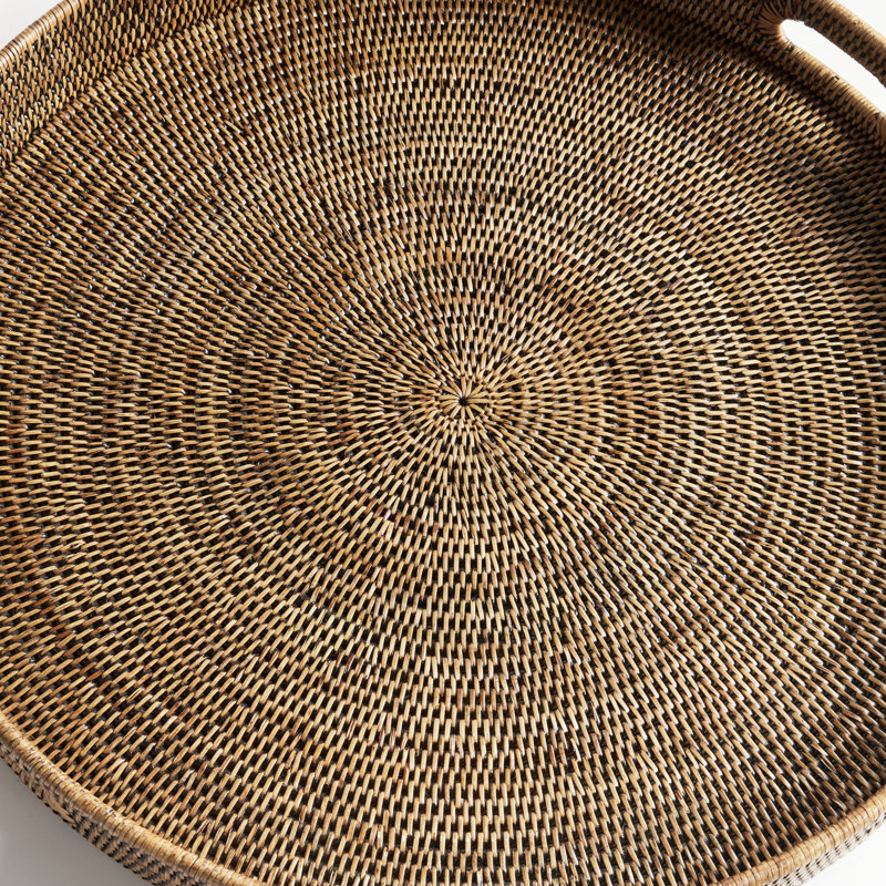 Burma Rattan/Wicker Decorative Tray, 3.75" H x 31.75" W x 31.75" D, Brown