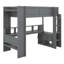 Lit mezzanine avec bureau et station de charge Lit mezzanine en bois massif avec tablettes de rangement et DEL-192097402