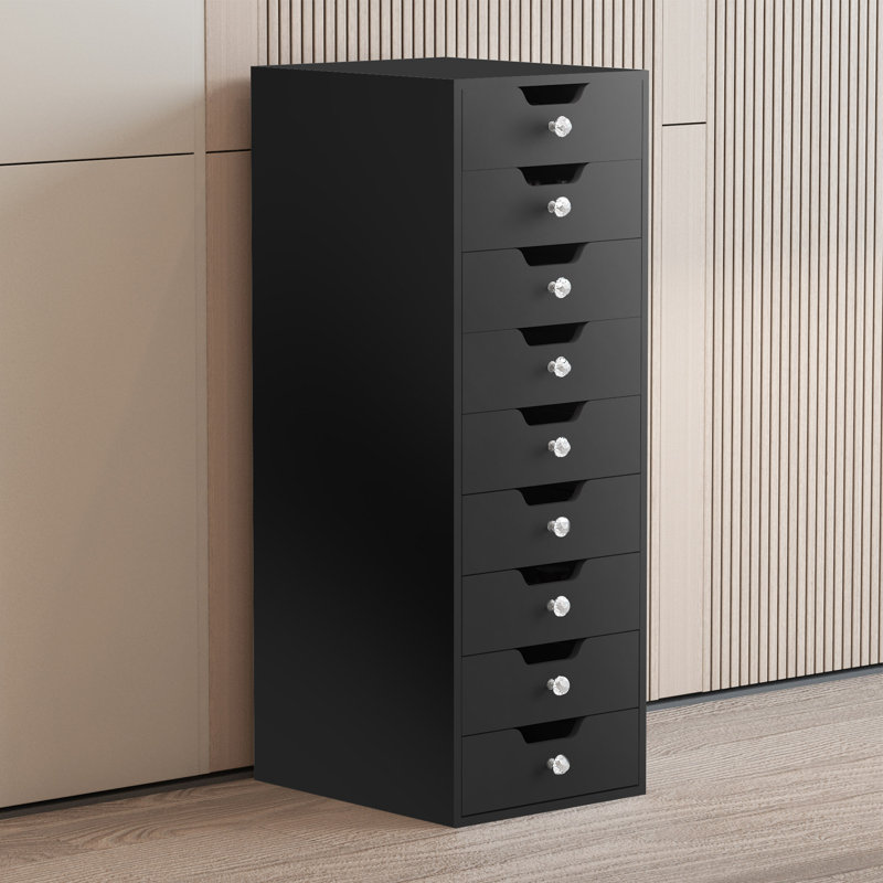 Commode 9 tiroirs Nuaymah, Noir