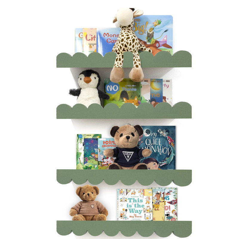 Scalloped Nursery Wall Book Shelves, Decorative Wall Shelf