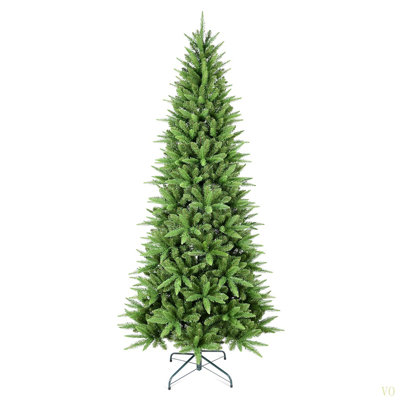 9FT Slim Christmas Tree – 2152 Tips,  PE+PVC Branches, Hinged Design For Easy Setup, Stable Metal Stand – Ideal For Corners & Small Spaces