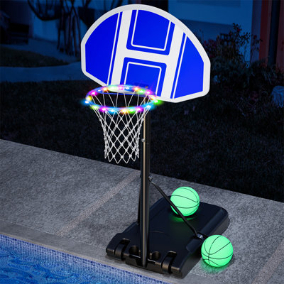 Pro Pool Basketball Hoop with LED Light 45''-59'' Adjustable Height