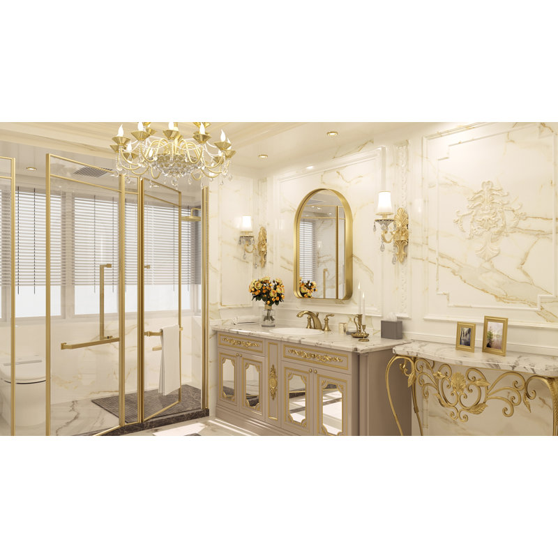 Miroir d'appoint mural Briannon, 24 po x 36 po, Or