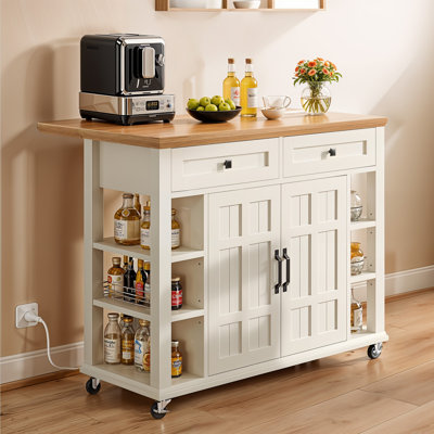 Îlot de cuisine multifonctionnel avec espace de rangement et rallonge de table